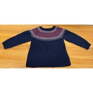 Noa Noa Miniature Wool Blend Sweater 3Y Navy Pink Scandinavian Kids Knit Classic